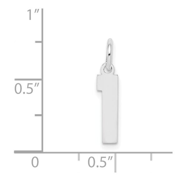 Sterling Silver, Athletic Collection, Small Polished Number 1 Pendant - Picture 4 of 6